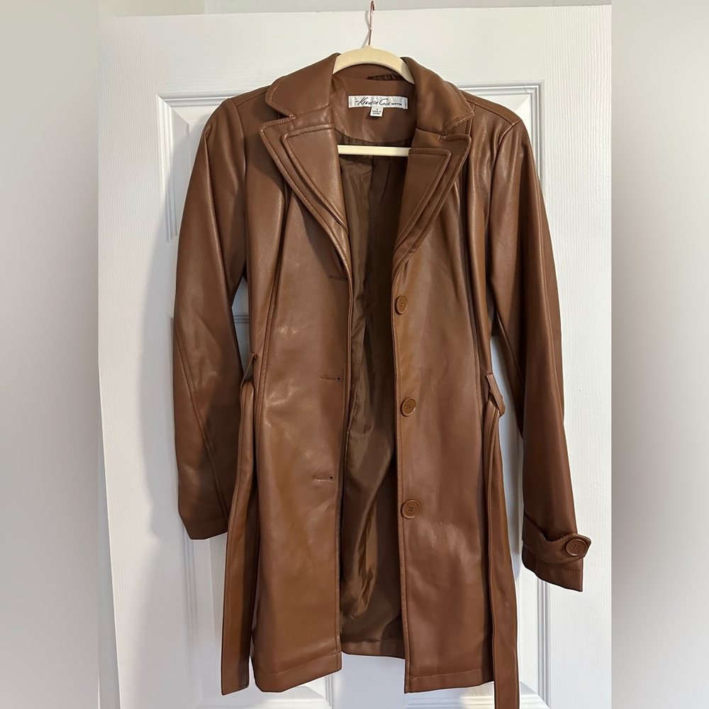 Kenneth Cole faux leather trench